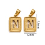 Gold color / 1 Piece Simple Fashionable Style Square Letter N Shape Titanium Steel  Gold Color Unisex Pendant Picture14